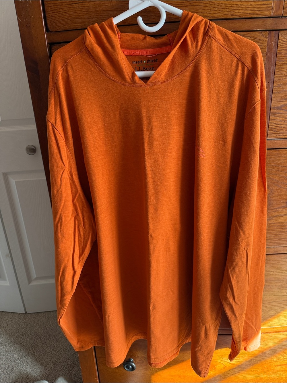 L.L. Bean Men's Orange Crewneck Hooded Long Sleeve Shirt 3XL Tall